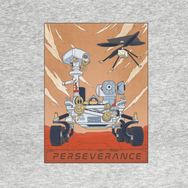 Mars Rover Perseverance and Ingenuity Helicopter Illustration by stacreek